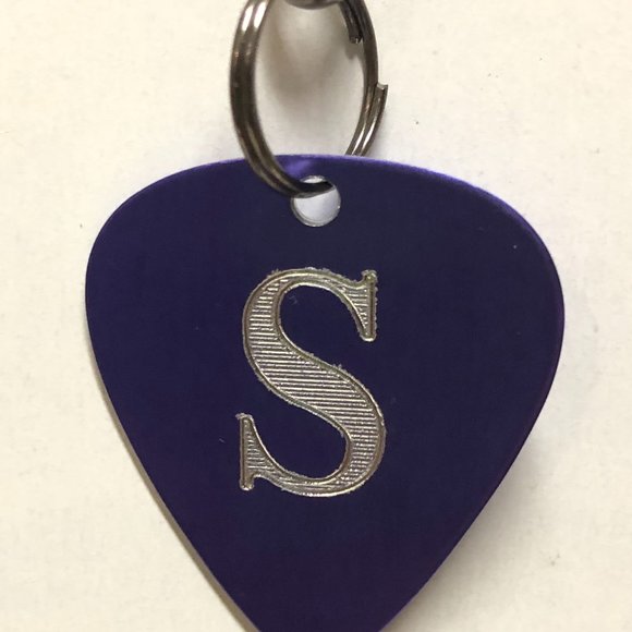Two-Sided Diamond Etched Monogrammed Purple Guitar Picks by Guitar Pick Geek - Picture 4 of 11